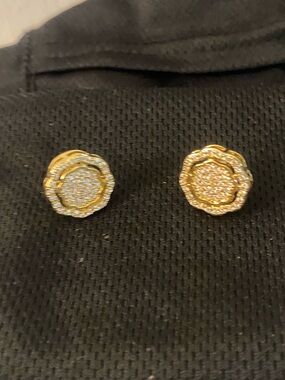 Gold plated over silver Stud Earrings - men Jewelry